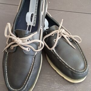 Sperry Men's 10.5M Black Leather Boat Shoes. Uppers Like NEW. Soles Fine.